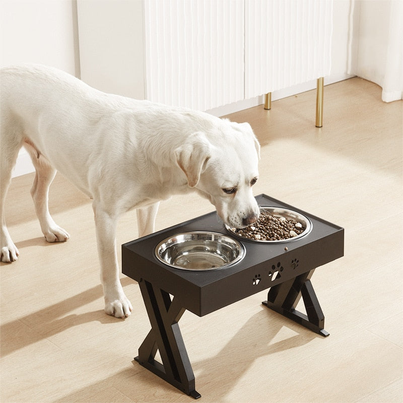 Adjustable Dog Bowls Double Elevated Feeder Pet Feeding Raise Cat Food Water Bowls with Stand Stainless Steel Lift Tabel for Dog
