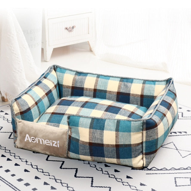 Pet Bed With Pillow Removable Lattice All Seasons Sleeping Bed Breathable Cotton Kennel Mat Washable Sofa Dog House Dog Supplies