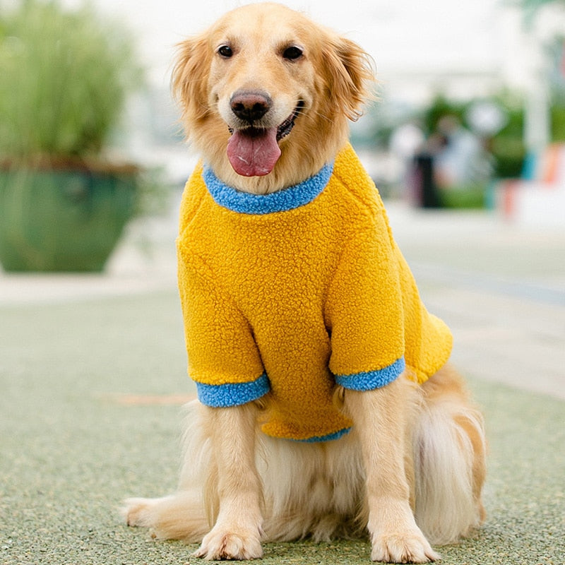 ZOOPEEN Pet Autumn Winter Warm Daisy Sweater Big Dog Wool Granular Velvet Medium Large Dog Two Legged Sweater Pet Dog Clothes