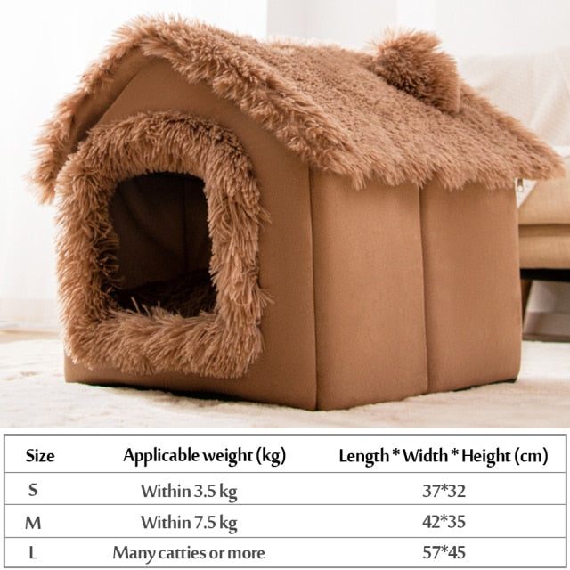 Foldable Pet Sleeping House Indoor Winter Warm Cat Bed Cat Cave Nest Small Dog Cat Kitten Teddy Comfortable Sofa Pet Supplies