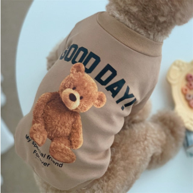 Cute Pet Casual Wear Bear Pattern Puppy Cat Dog Clothes Poodle Teddy Bichon Pomeranian Yorkshire Schnauzer Small Dogs Clothing