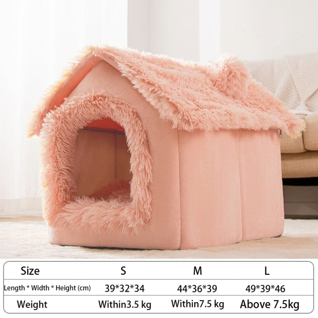 Foldable Pet Sleeping House Indoor Winter Warm Cat Bed Cat Cave Nest Small Dog Cat Kitten Teddy Comfortable Sofa Pet Supplies